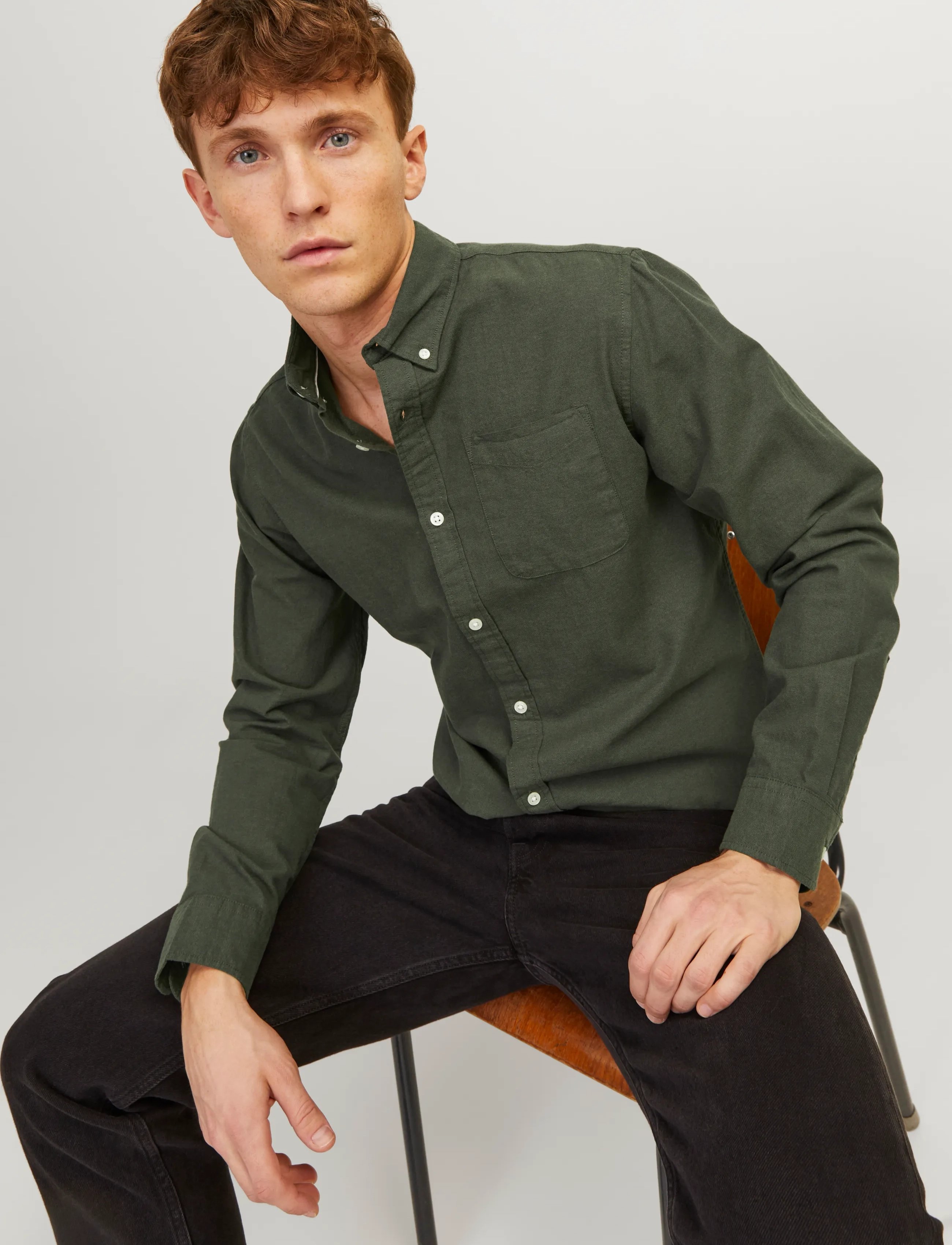 Jack & Jones - JJEOXFORD SHIRT LS NOOS - chemises oxford - forest night - 5