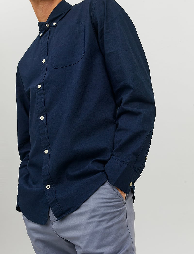 Jack & Jones - JJEOXFORD SHIRT LS NOOS - oxford-skjortor - navy blazer - 4