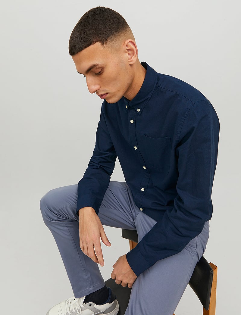 Jack & Jones - JJEOXFORD SHIRT LS NOOS - oxford-skjortor - navy blazer - 5