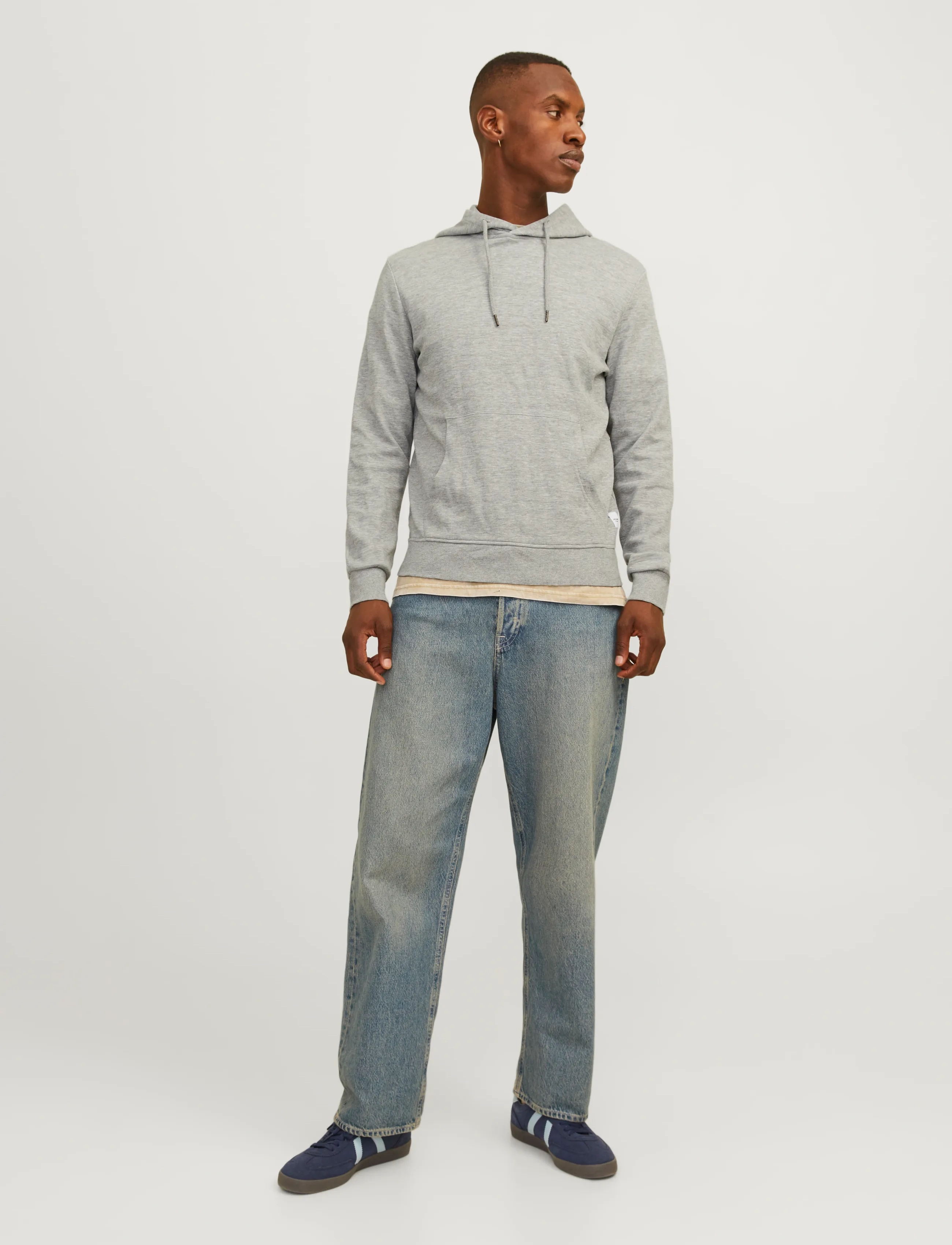 Jack & Jones - JJEBASIC SWEAT HOOD NOOS - light grey melange - 4