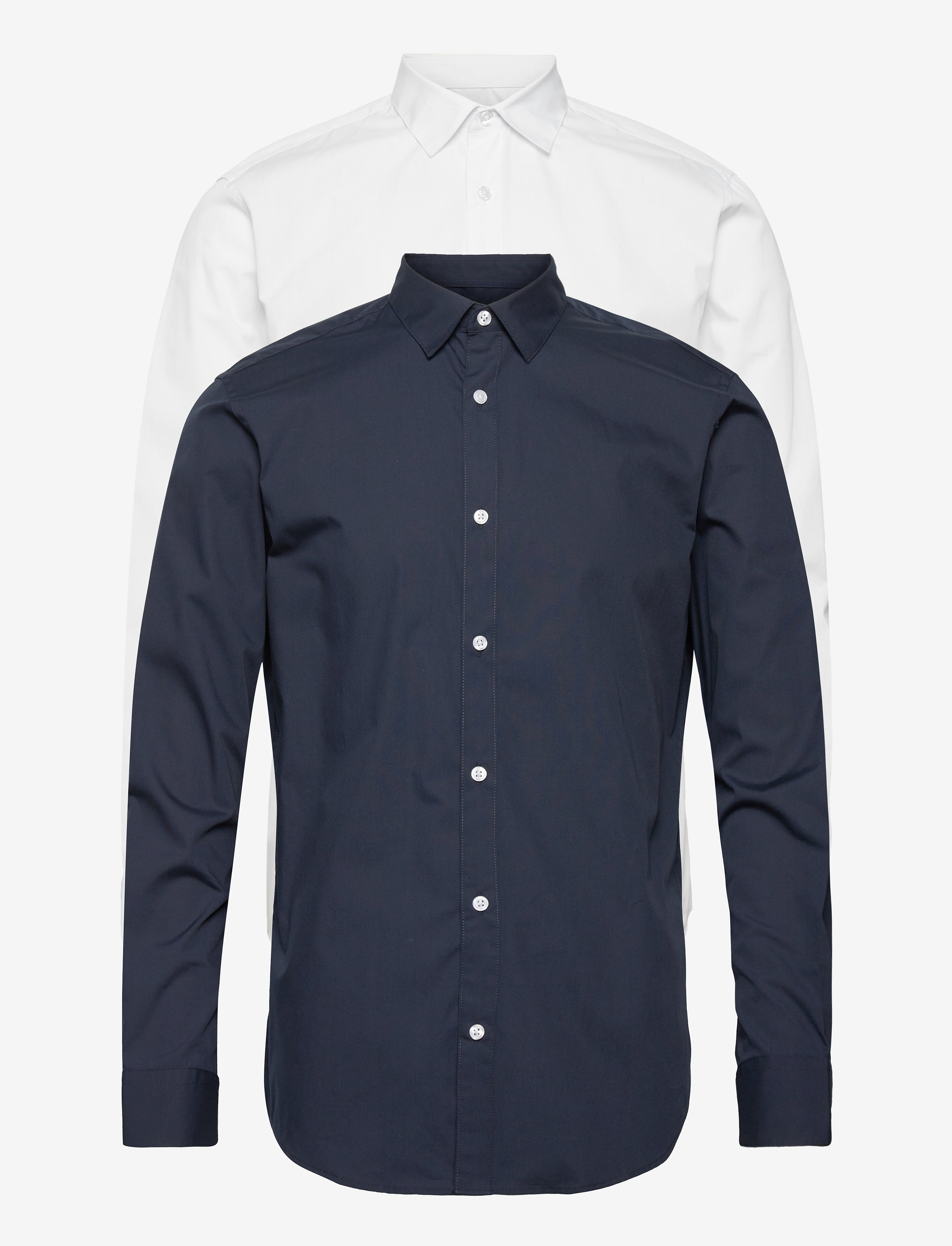 JACK & JONES Jjjoe Shirt Ls 2 Pack Mp Blau - XXL - Herren