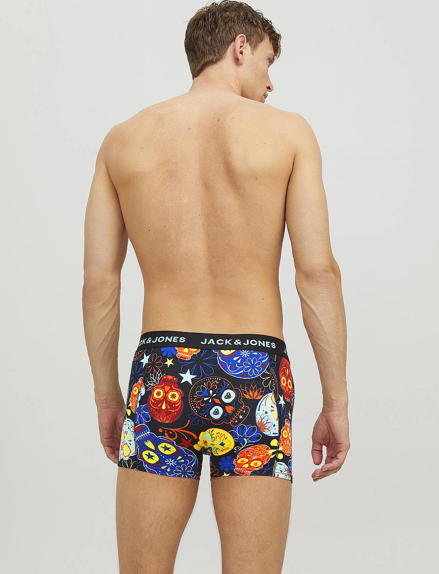 Jack & Jones - JACSUGAR SKULL TRUNKS 3 PACK. NOOS - unterhosen im multipack - black - 4