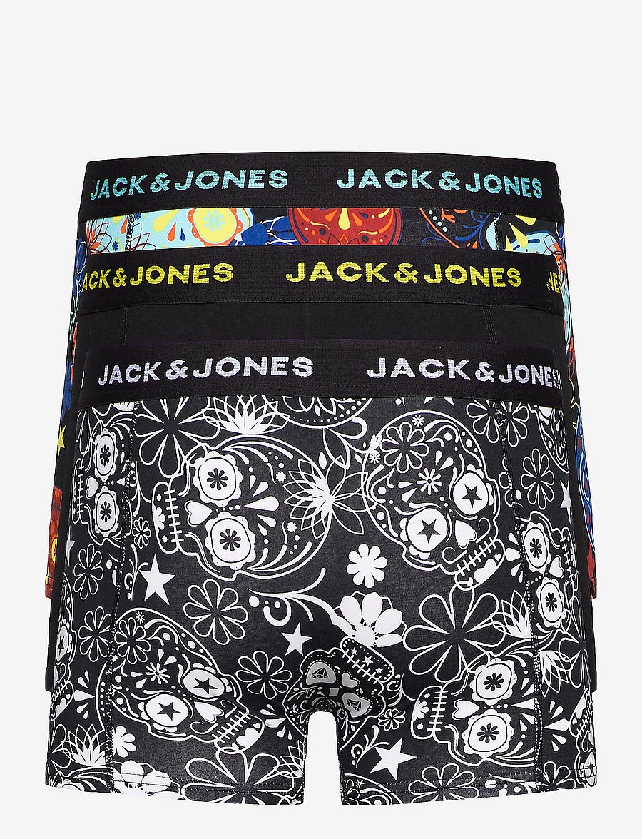 Jack & Jones - JACSUGAR SKULL TRUNKS 3 PACK. NOOS - unterhosen im multipack - black - 3