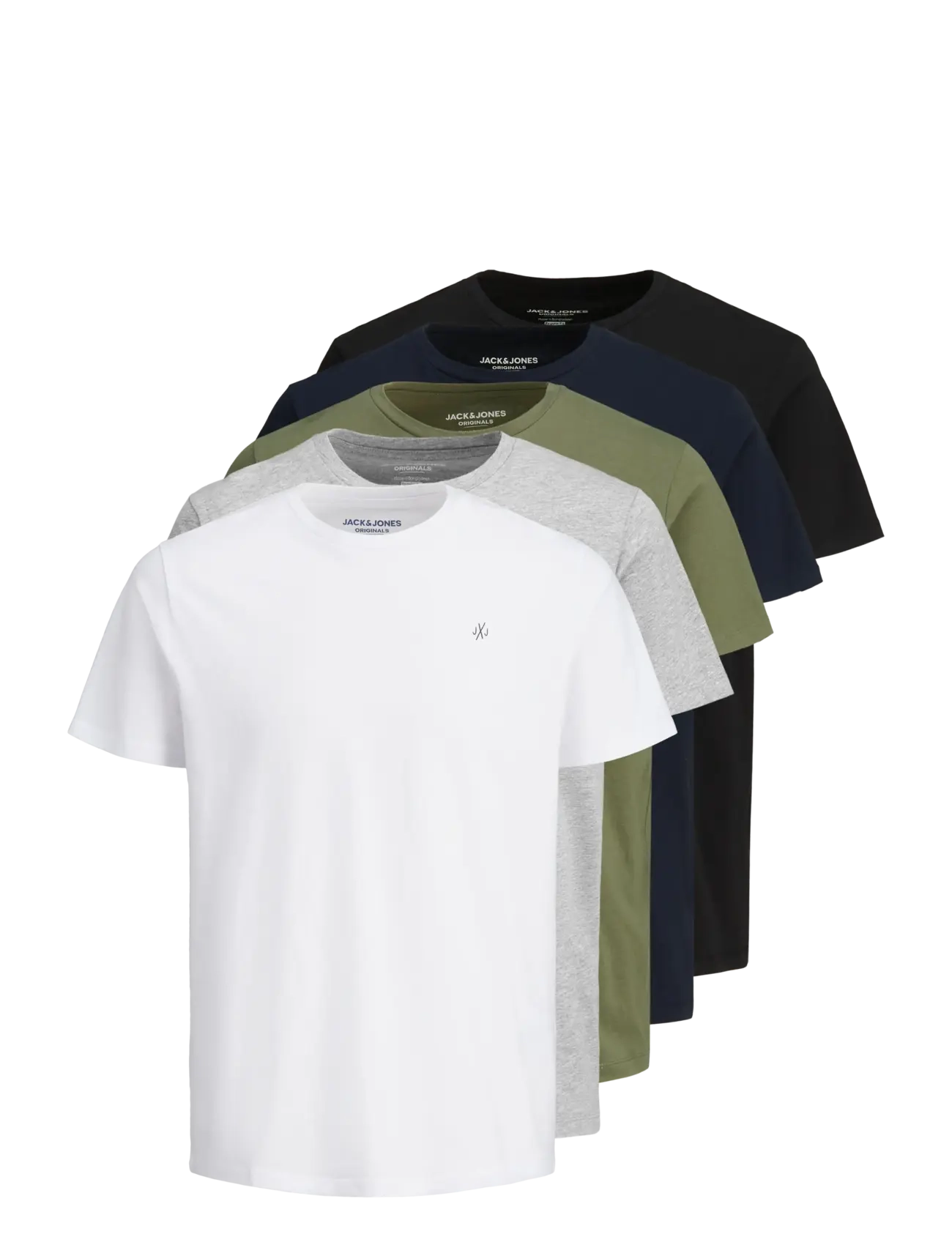 Jack & Jones JORJXJ TEE SS CREW NECK 5PK MP NOOS - T-shirts - WHITE / green