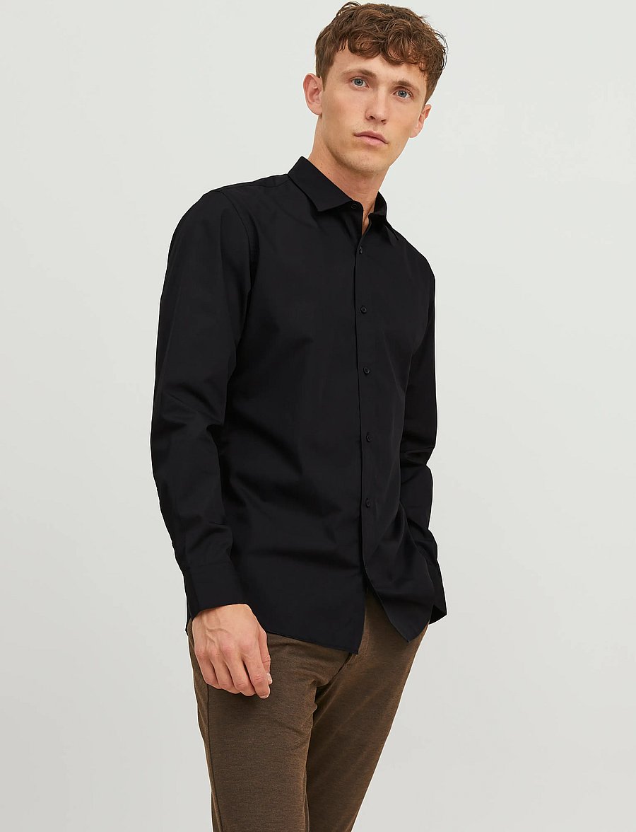 Jack & Jones - JJEJOE SHIRT LS PLAIN NOOS - proginiai marškiniai - black - 0