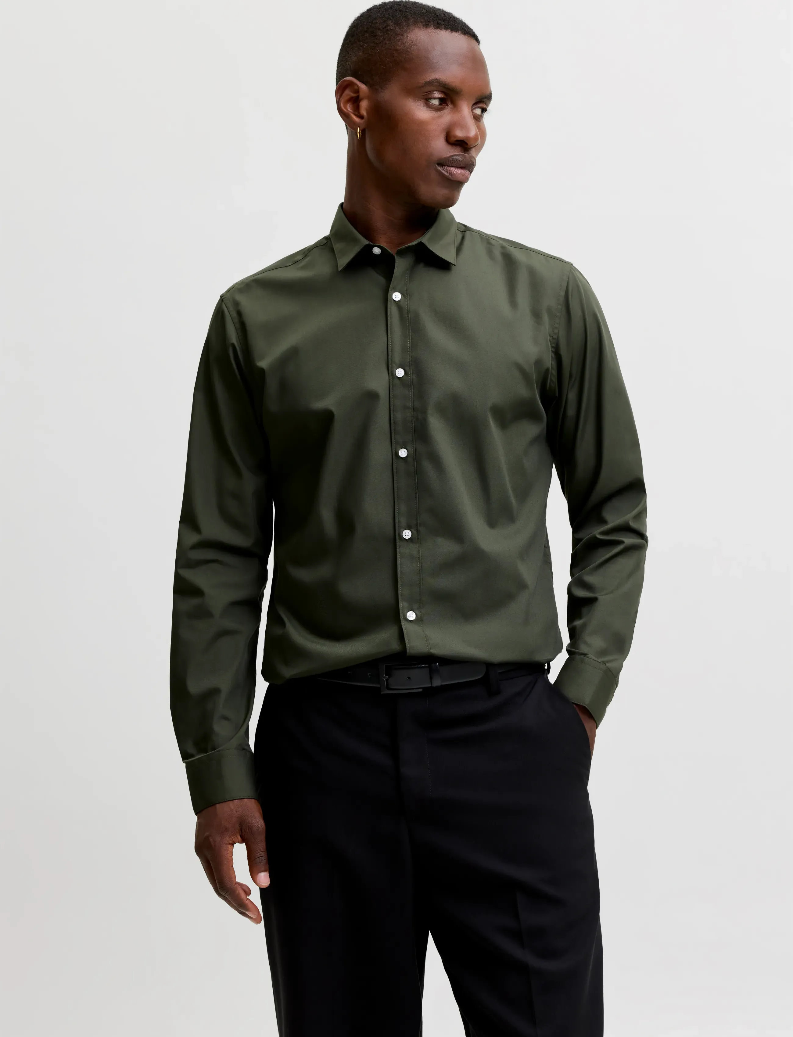 Jack & Jones JJEJOE SHIRT LS PLAIN NOOS - Overhemden - FOREST NIGHT / khaki/green