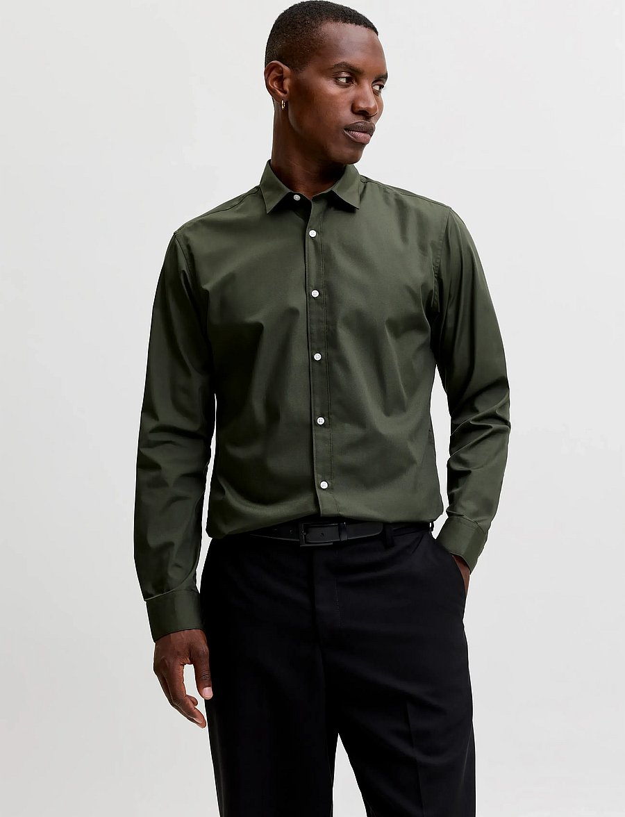 Jack & Jones - JJEJOE SHIRT LS PLAIN NOOS - chemises d'affaires - forest night - 0