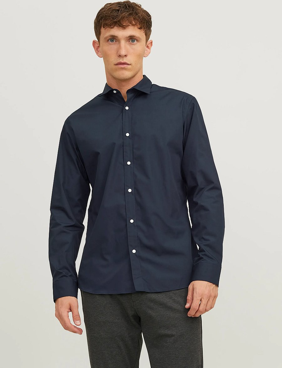 Jack & Jones - JJEJOE SHIRT LS PLAIN NOOS - formelle hemden - navy blazer - 0