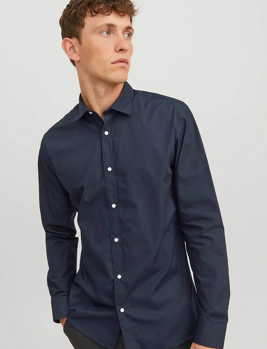 Jack & Jones - JJEJOE SHIRT LS PLAIN NOOS - formelle hemden - navy blazer - 4