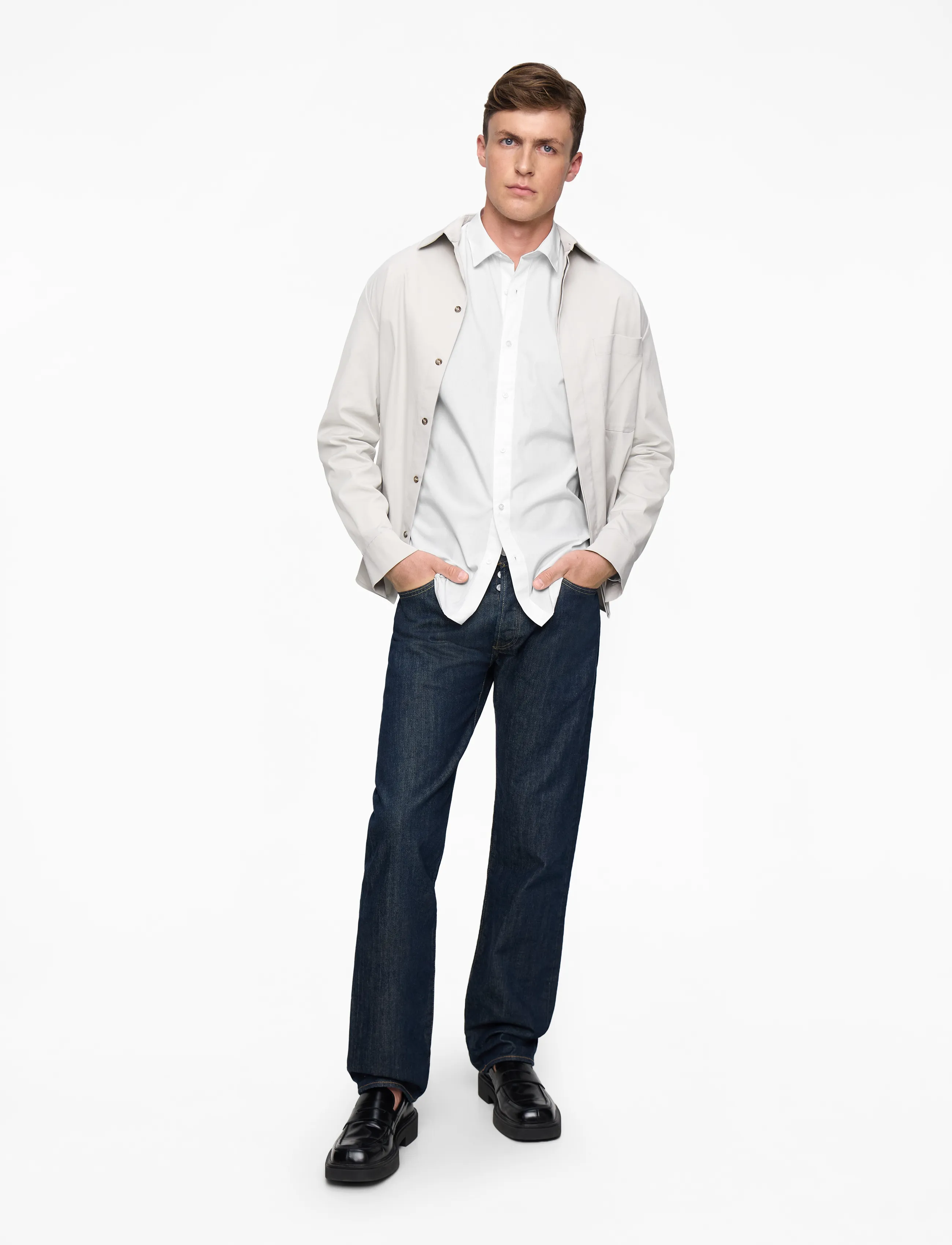 Jack & Jones - JJEJOE SHIRT LS PLAIN NOOS - kostymskjortor - white - 2