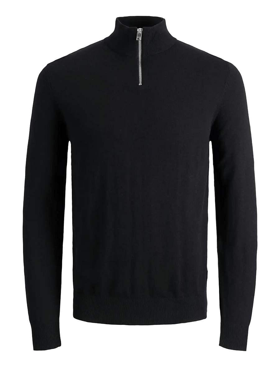 Jack & Jones - JJEEMIL KNIT HALF ZIP NOOS - džemperiai su trumpu užtrauktuku - black - 1