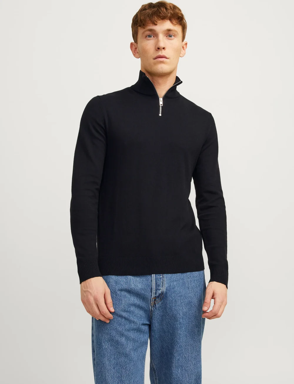 Jack & Jones - JJEEMIL KNIT HALF ZIP NOOS - pullover mit halbem reißverschluss - black - 0