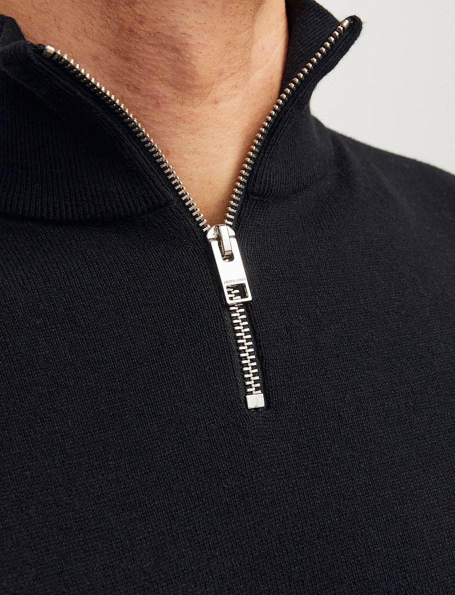 Jack & Jones - JJEEMIL KNIT HALF ZIP NOOS - džemperiai su trumpu užtrauktuku - black - 5