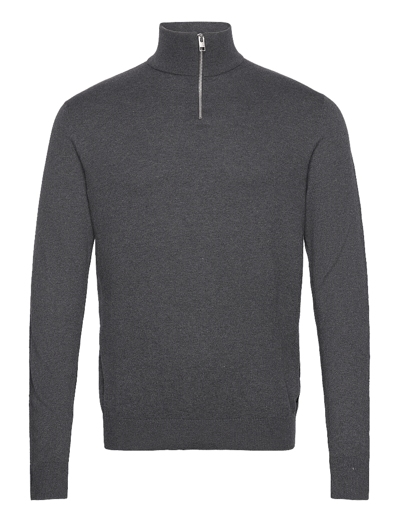 Jack & Jones - JJEEMIL KNIT HALF ZIP NOOS - pullover mit halbem reißverschluss - dark grey melange - 1