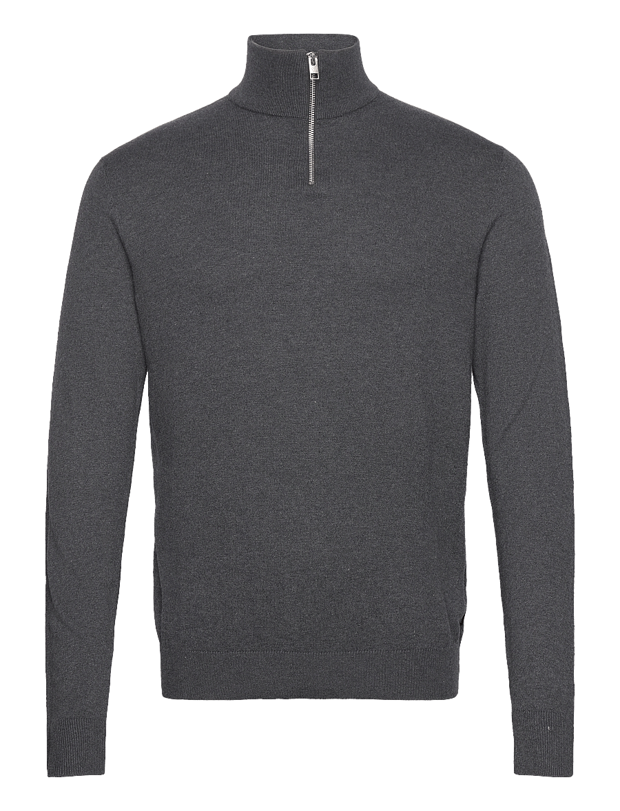 Jack & Jones - JJEEMIL KNIT HALF ZIP NOOS - pullover mit halbem reißverschluss - dark grey melange - 1