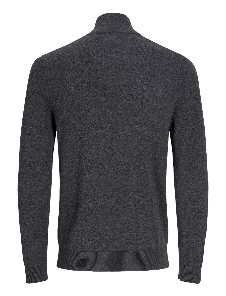 Jack & Jones - JJEEMIL KNIT HALF ZIP NOOS - half zip jumpers - dark grey melange - 2