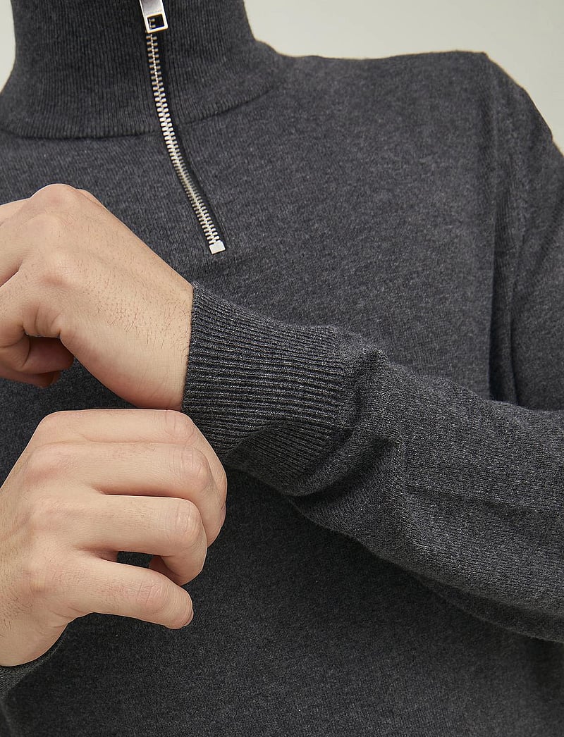 Jack & Jones - JJEEMIL KNIT HALF ZIP NOOS - pullover mit halbem reißverschluss - dark grey melange - 5