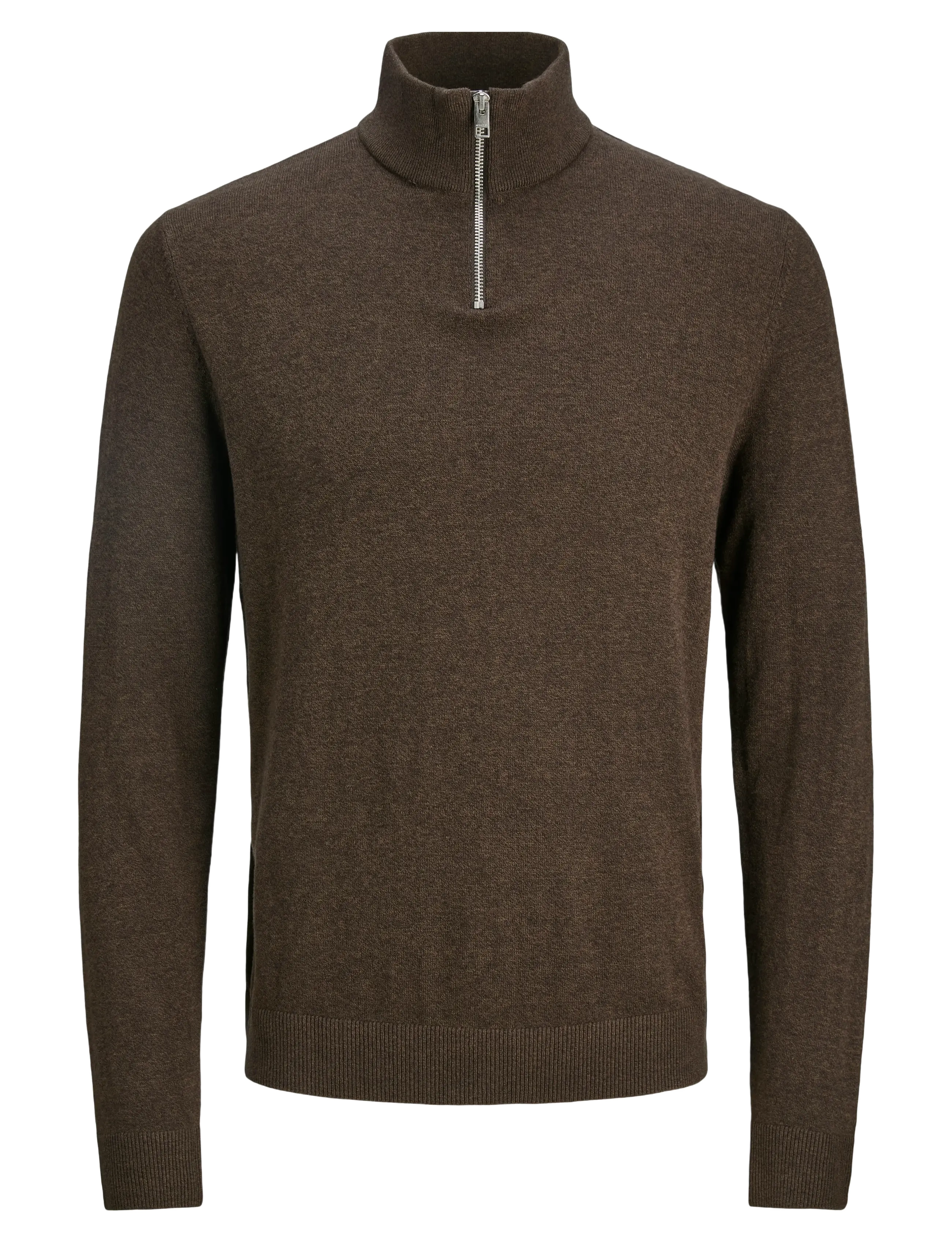 Jack & Jones JJEEMIL KNIT HALF ZIP NOOS - Strik - MULCH / brown