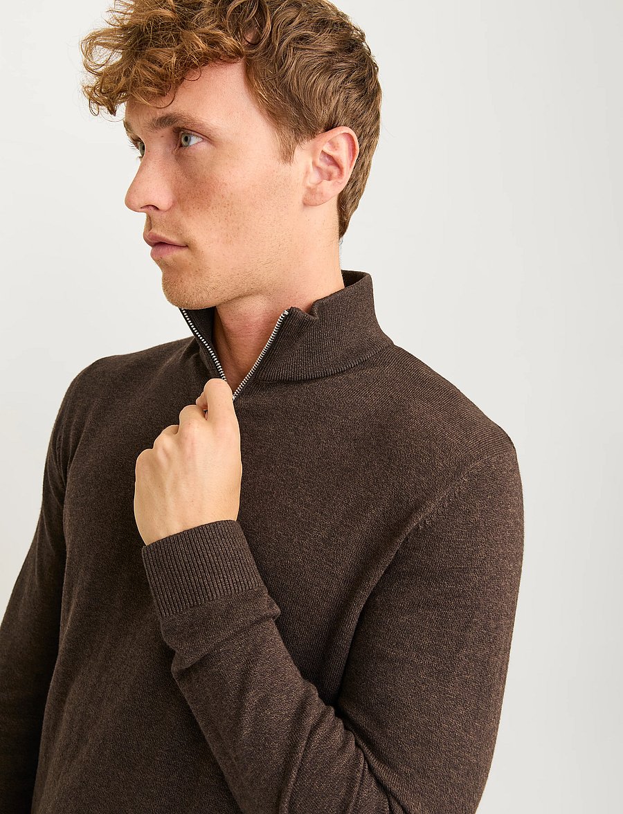 Jack & Jones - JJEEMIL KNIT HALF ZIP NOOS - pullover mit halbem reißverschluss - mulch - 3