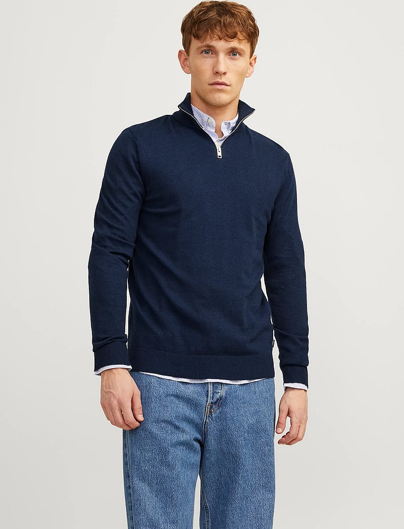 Jack & Jones - JJEEMIL KNIT HALF ZIP NOOS - pullover mit halbem reißverschluss - navy blazer - 0