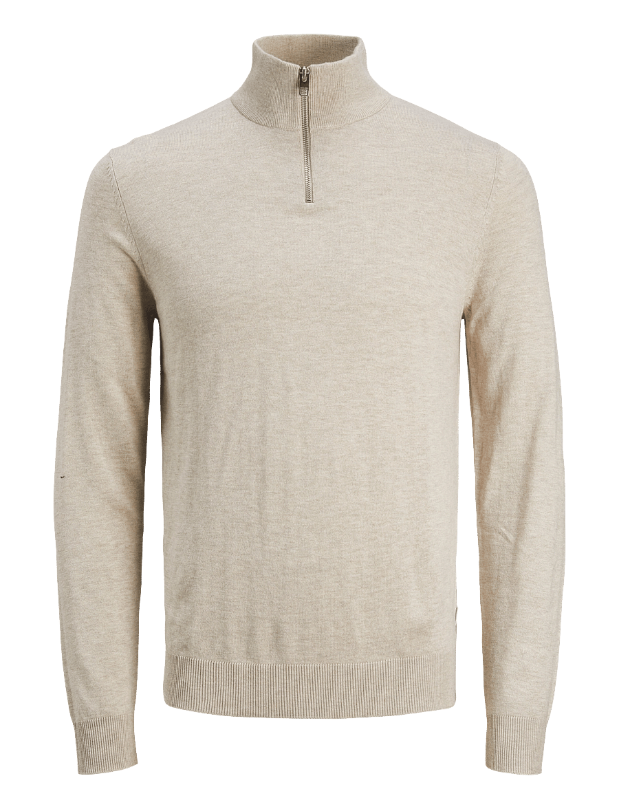 Jack & Jones - JJEEMIL KNIT HALF ZIP NOOS - half zip jumpers - oatmeal - 1