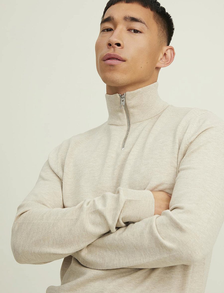 Jack & Jones - JJEEMIL KNIT HALF ZIP NOOS - pullover mit halbem reißverschluss - oatmeal - 5