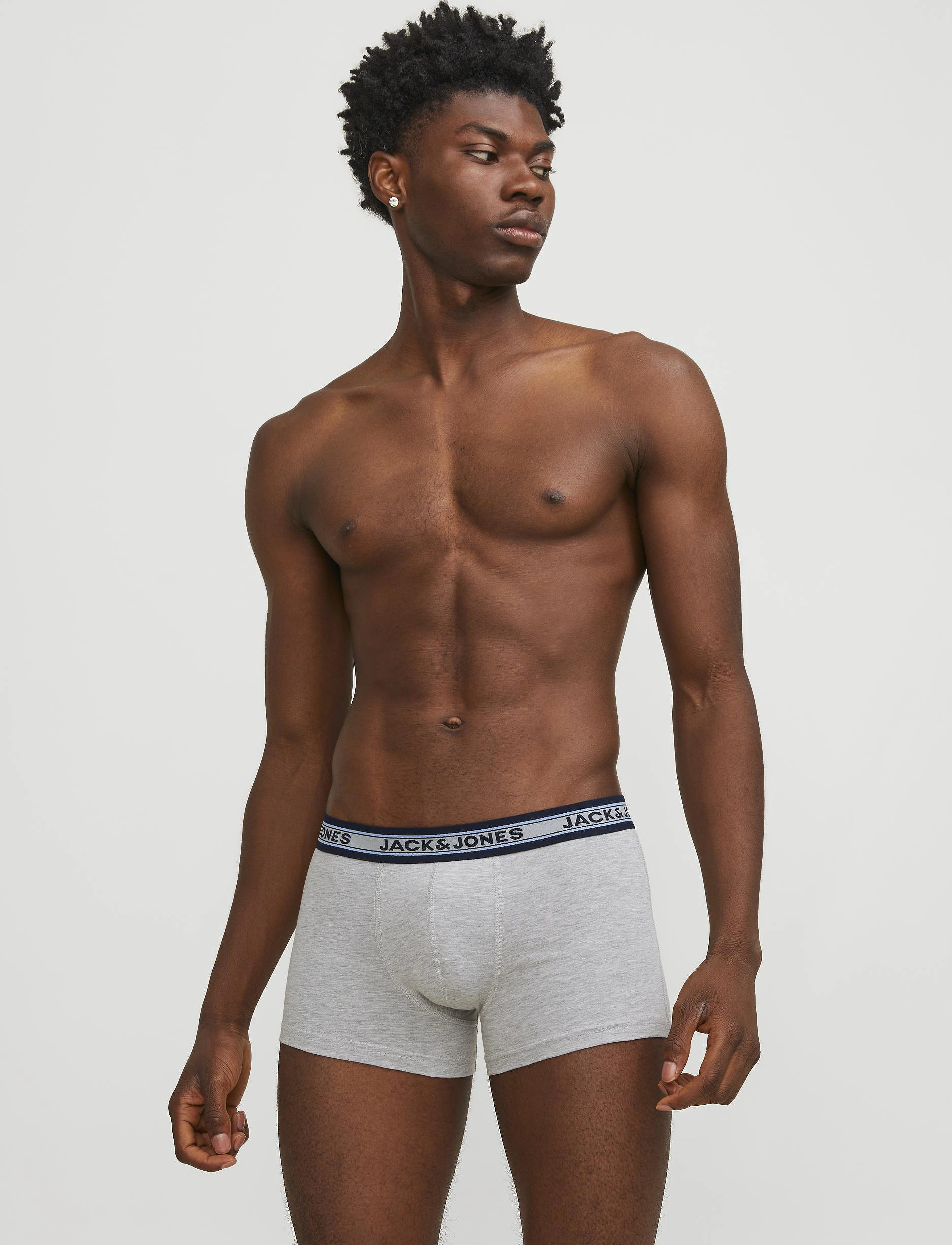 Jack & Jones JACSOLID TRUNKS 10 PACKS NOOS - Looks for less - DARK GREY MELANGE / grey