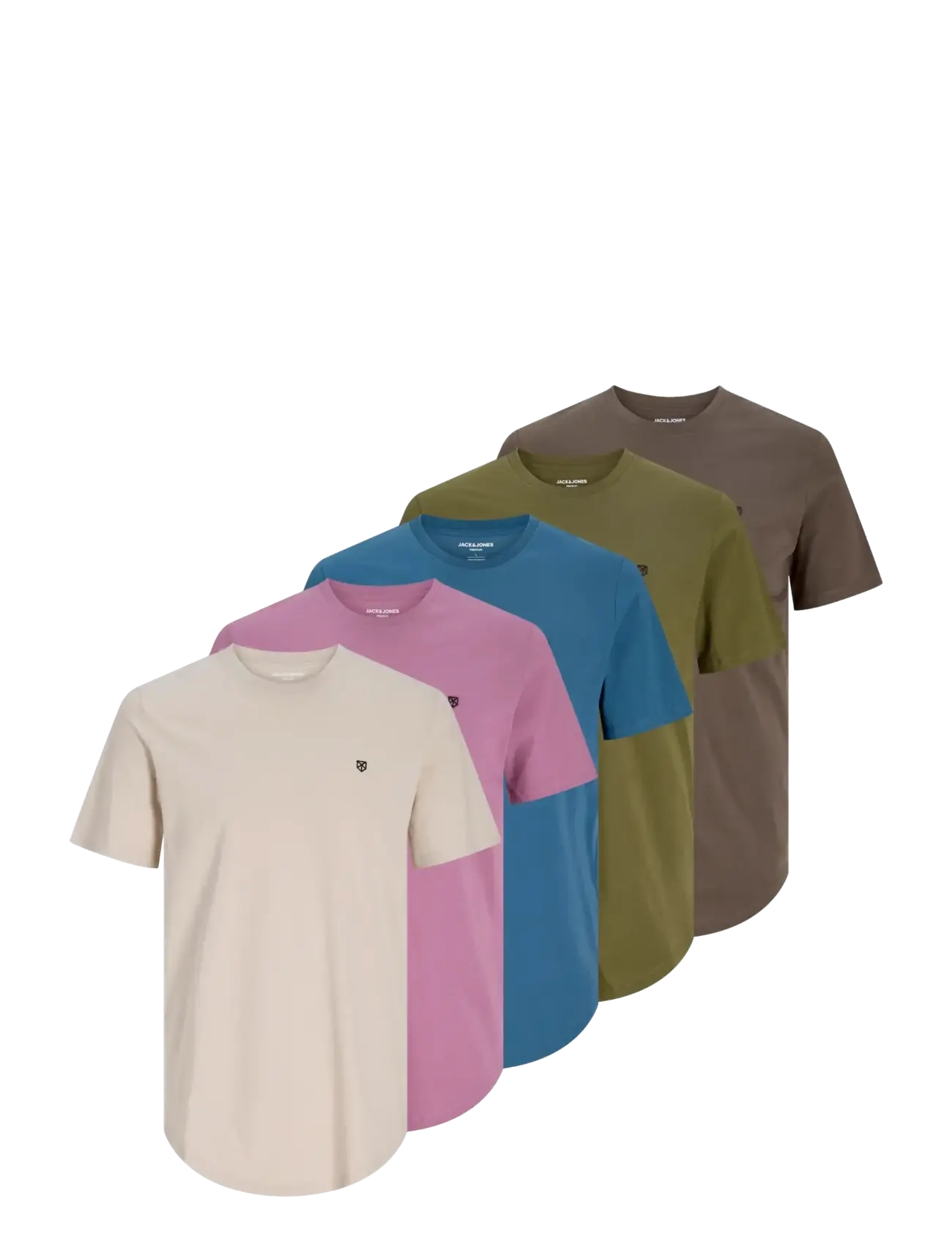 Jack & Jones JPRBLABRODY TEE SS CREW NECK 5PK MP NOOS - T-shirts - MOONBEAM / pink/rose