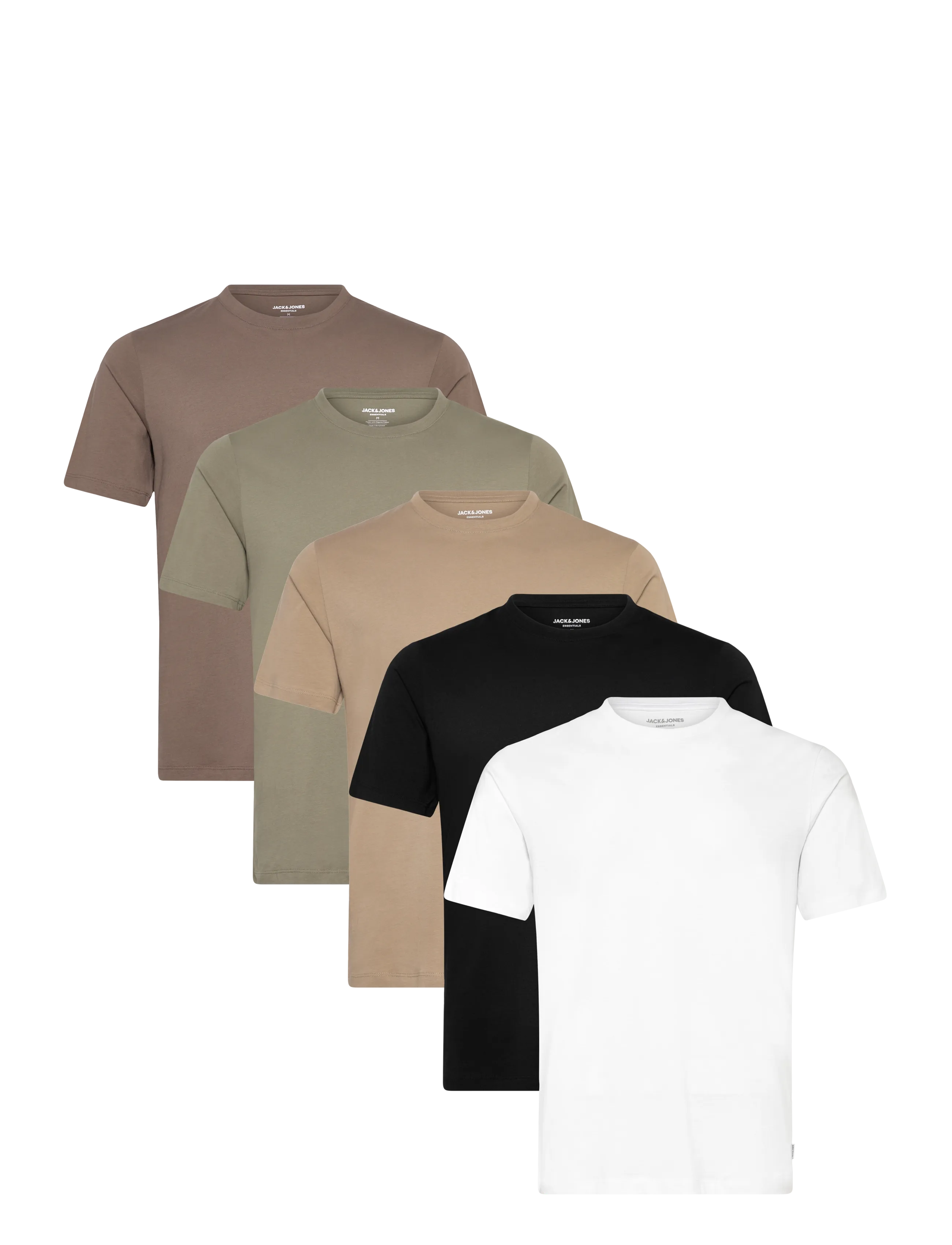 Jack & Jones Jjeorganic Basic Tee Ss O-Ne 5Pk Mp Noos, Mænd, Basis T-shirts Multipakke, Sort, Str: M