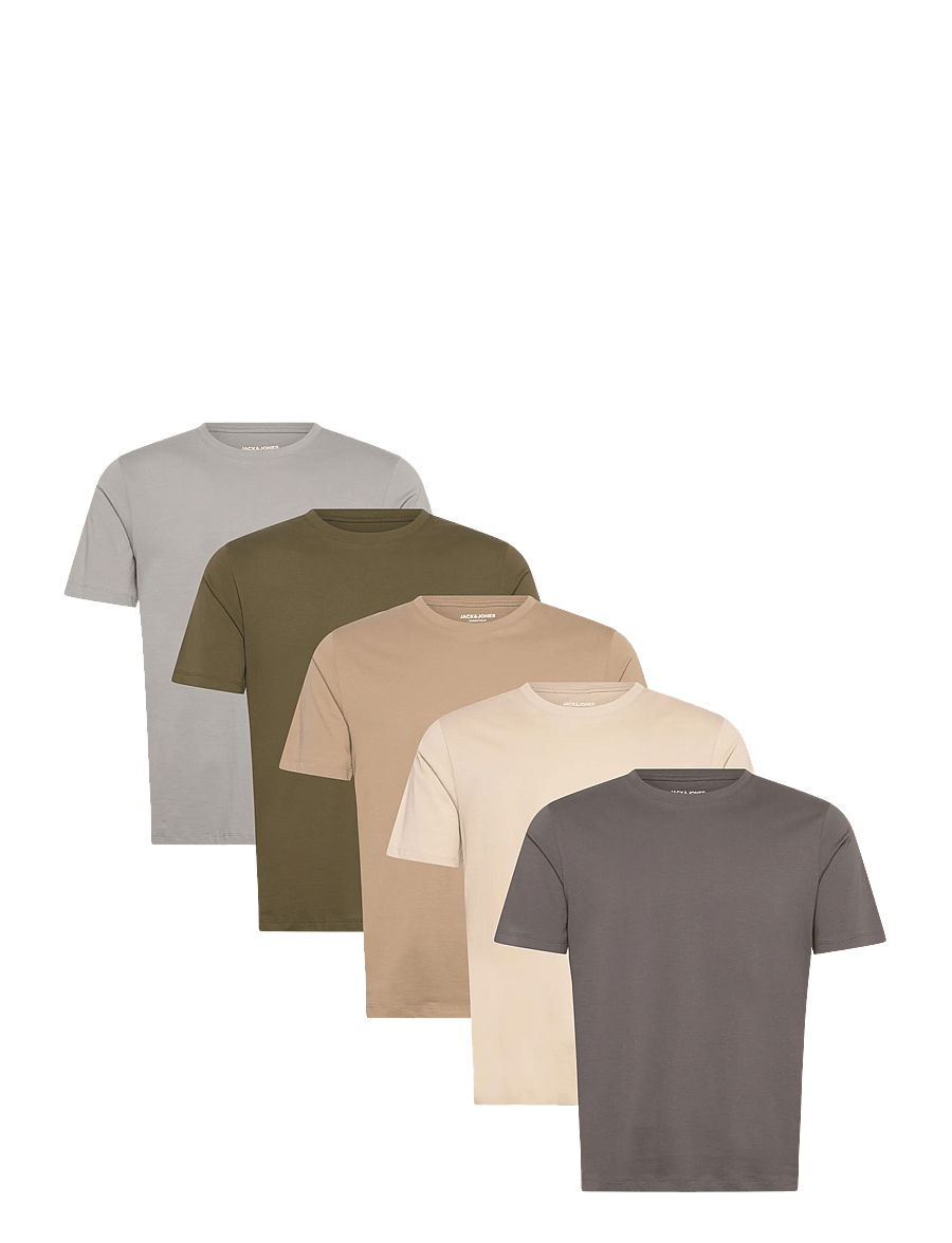 Jack & Jones - JJEORGANIC BASIC TEE SS O-NE 5PK MP NOOS - multipack t-shirts - moonbeam - 0