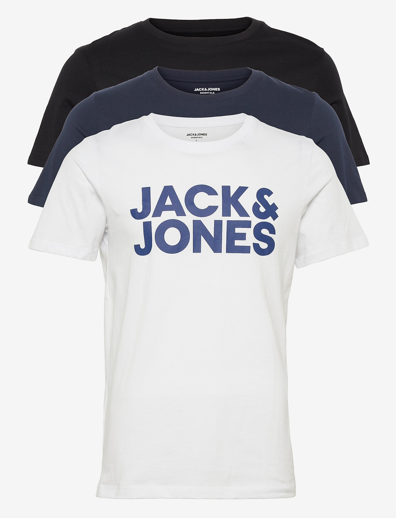 Jack & Jones - JJECORP LOGO TEE SS O-NECK  3PK MP NOOS - kortærmede t-shirts - black - 0