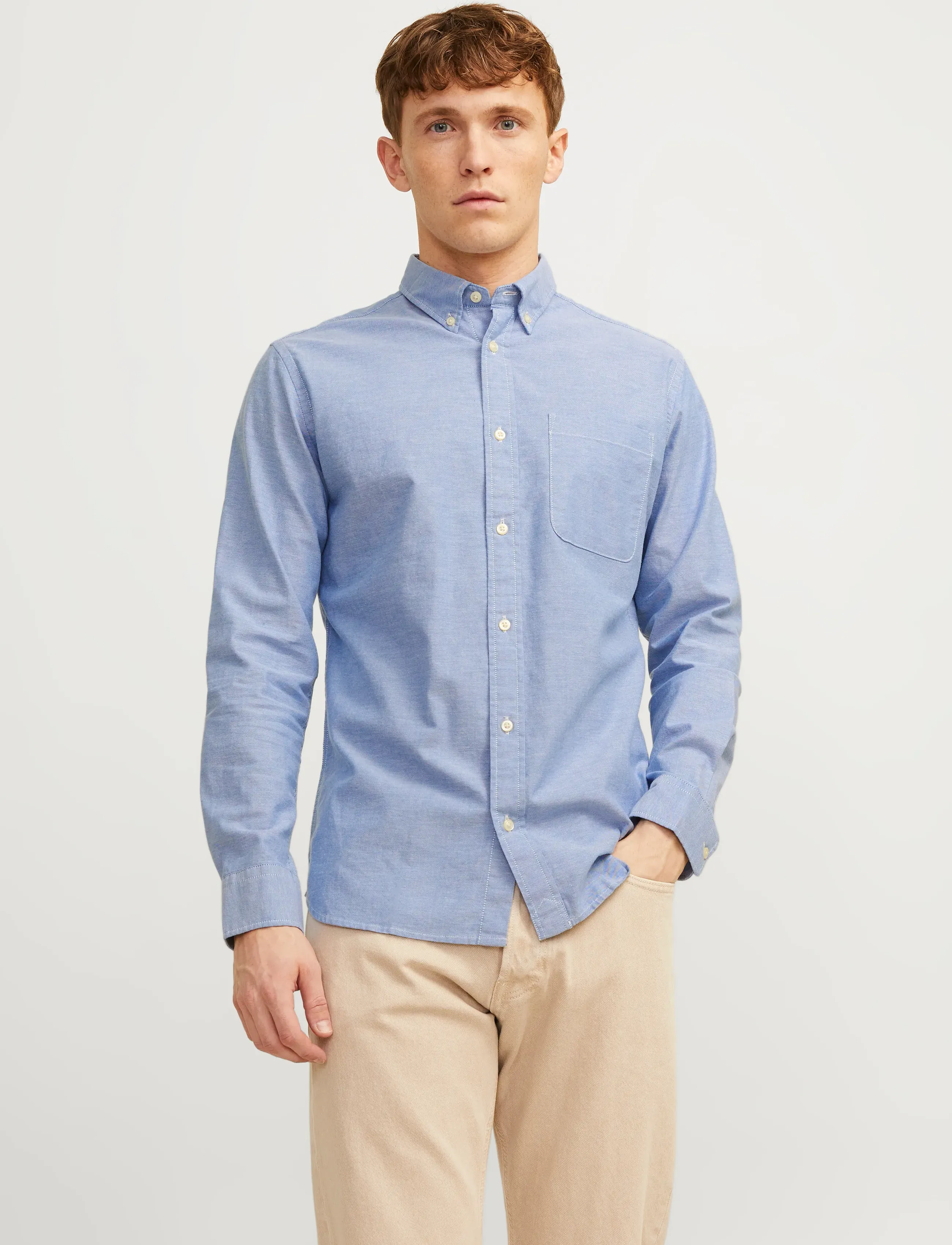 Jack & Jones Jprblubrook Oxford Shirt L/S Noos, XXL, Shirts, Blau - Casual Männerswear