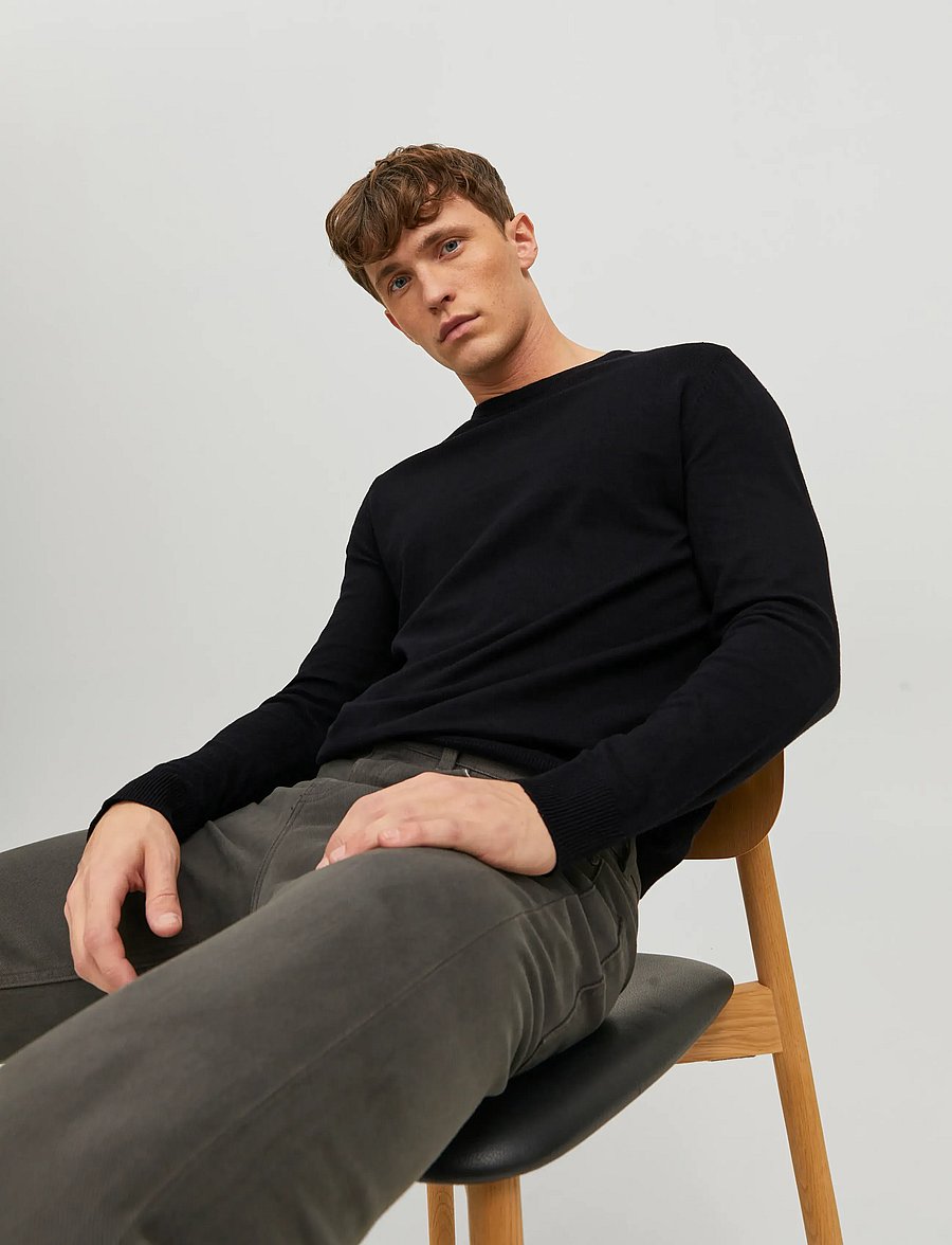 Jack & Jones - JJEEMIL KNIT CREW NECK NOOS - round necks - black - 5