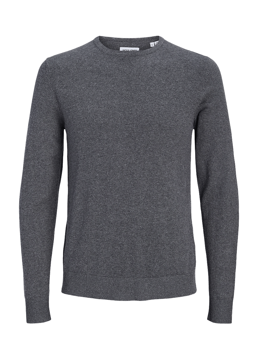 Jack & Jones - JJEEMIL KNIT CREW NECK NOOS - round necks - dark grey melange - 1