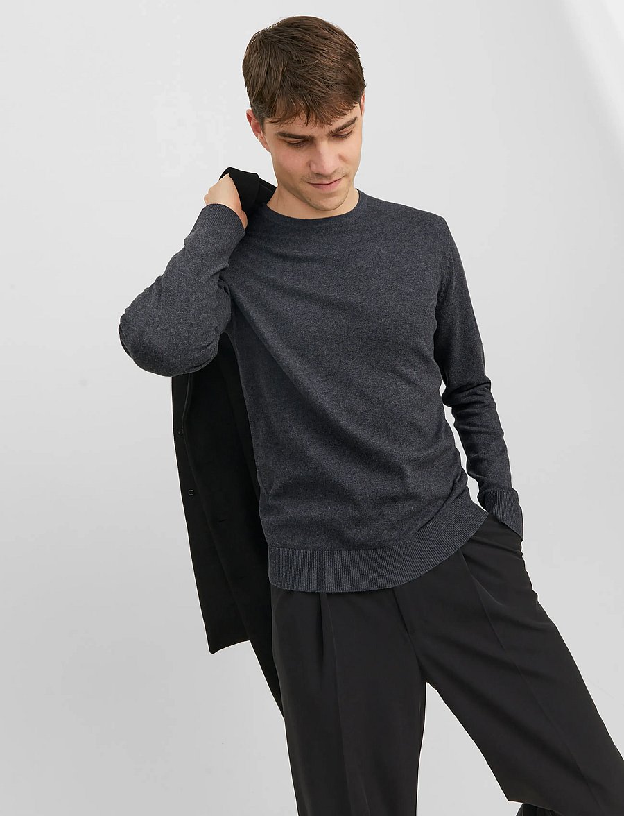 Jack & Jones - JJEEMIL KNIT CREW NECK NOOS - rundhals - dark grey melange - 5