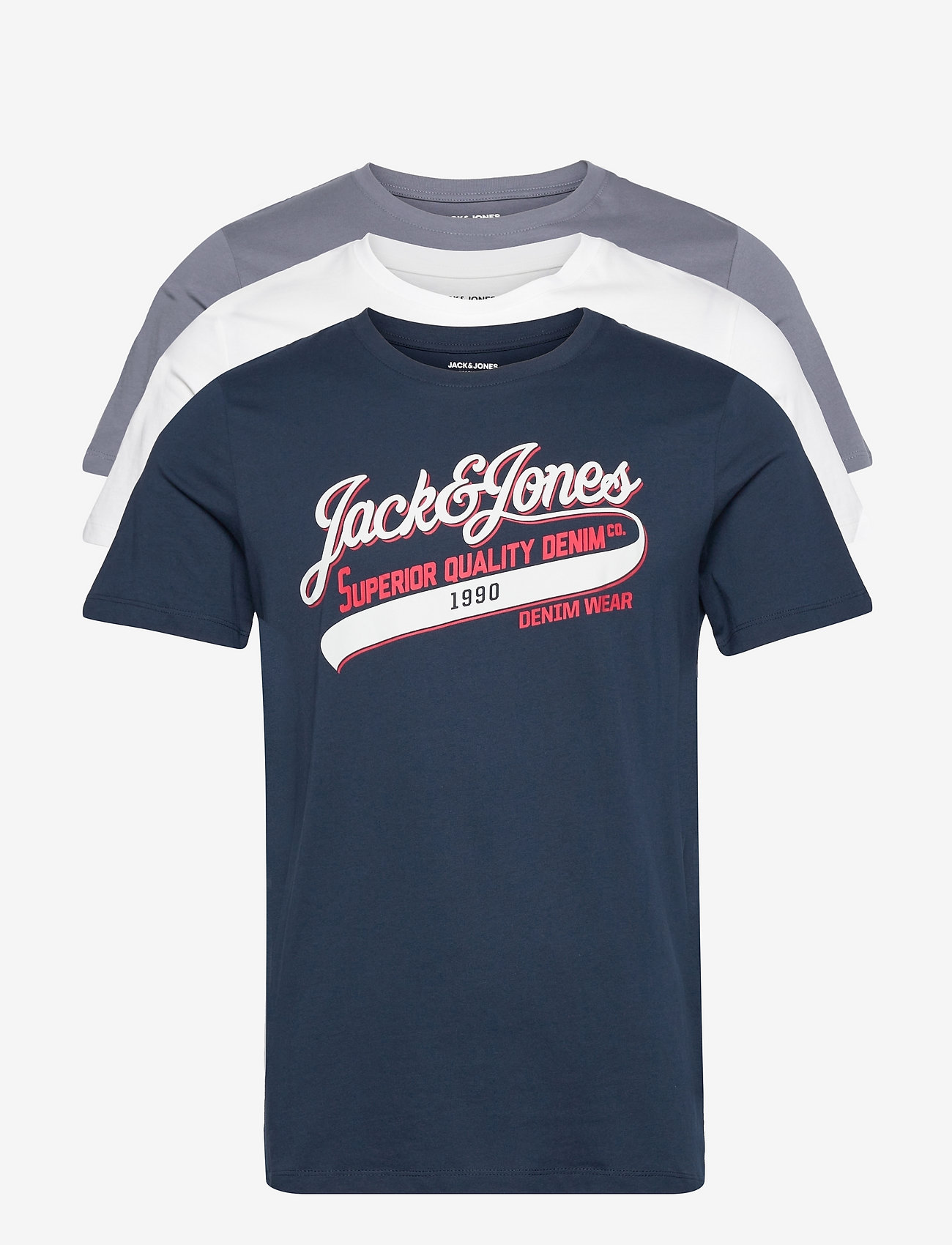 Jack & Jones - JJELOGO TEE SS O-NECK 2 COL SS22 3PK MP - navy blazer - 0