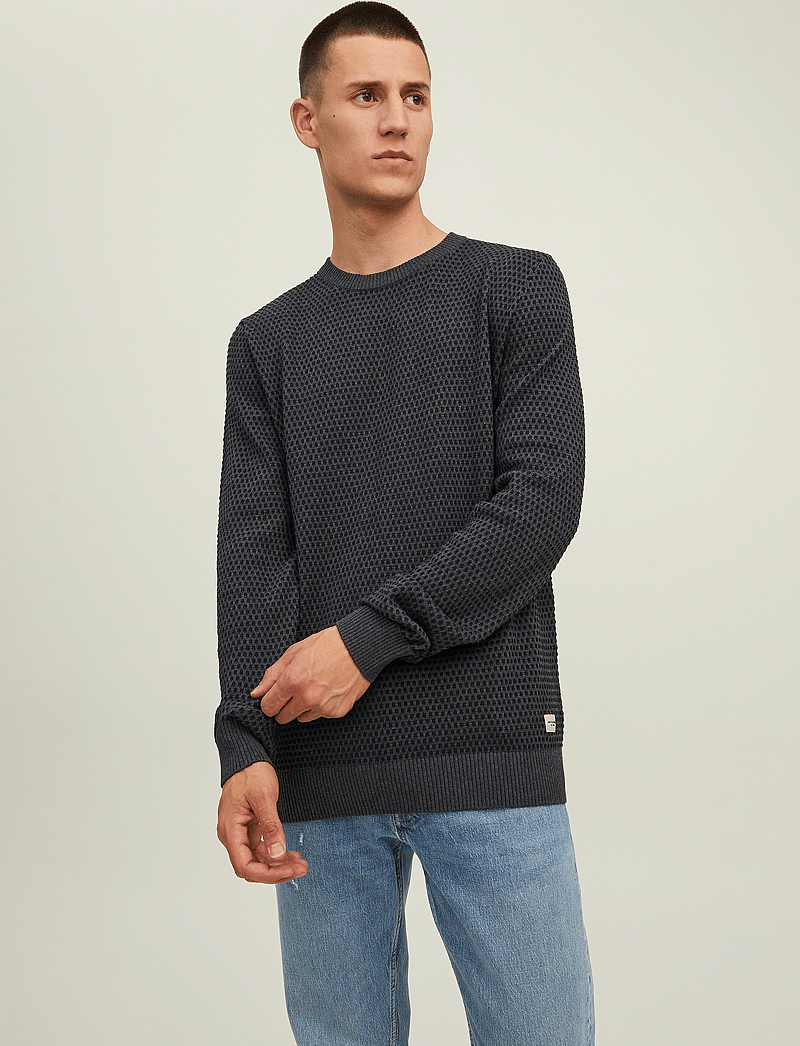 Jack & Jones - JJEATLAS KNIT CREW NECK NOOS - pulls col rond - dark grey melange - 0