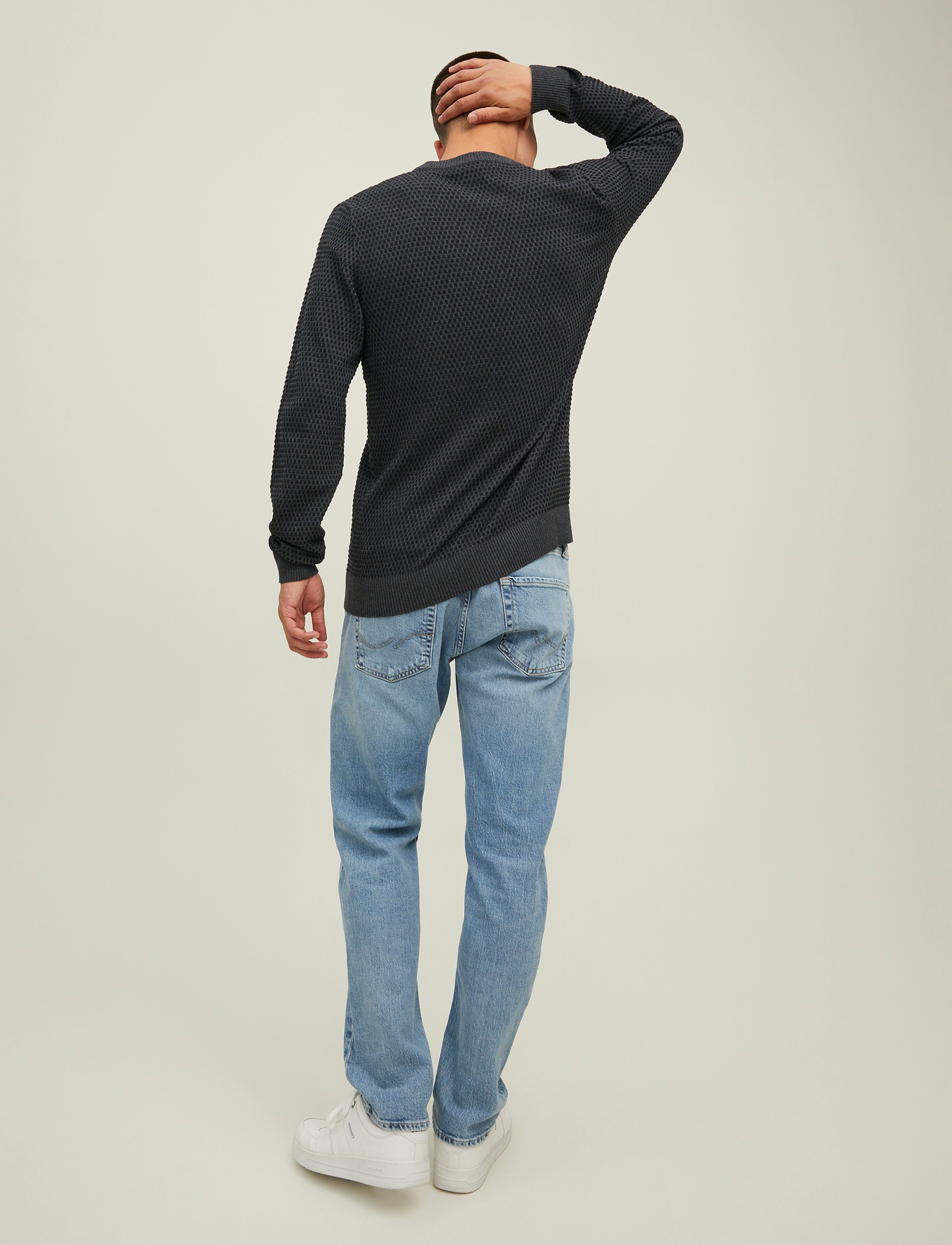 Jack & Jones - JJEATLAS KNIT CREW NECK NOOS - dark grey melange - 3