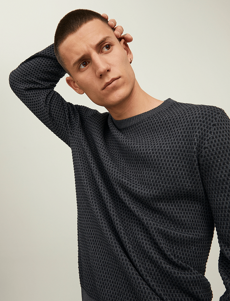 Jack & Jones - JJEATLAS KNIT CREW NECK NOOS - pulls col rond - dark grey melange - 5