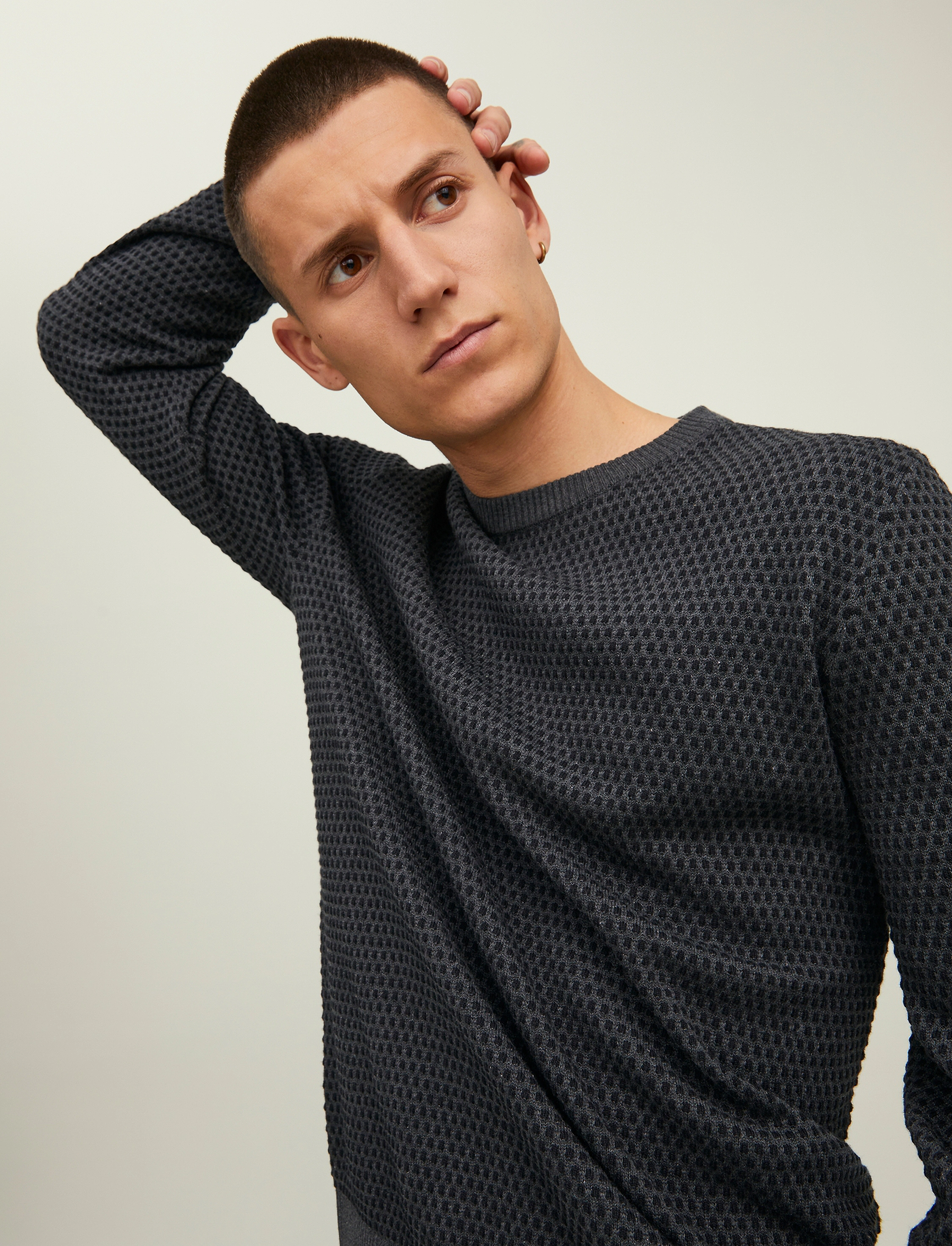 Jack & Jones - JJEATLAS KNIT CREW NECK NOOS - dark grey melange - 5