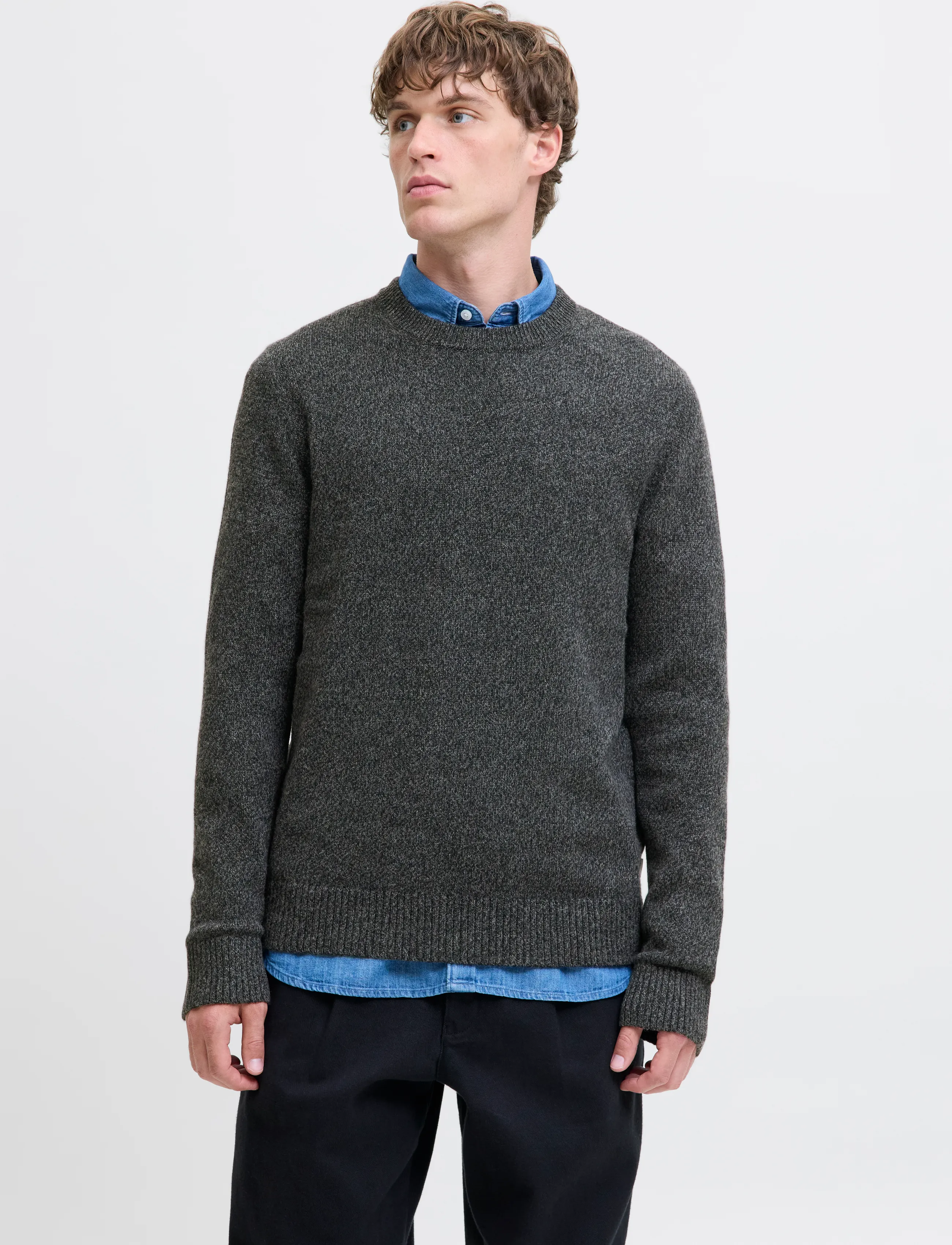 Jprblulambswool Knit Crew Neck