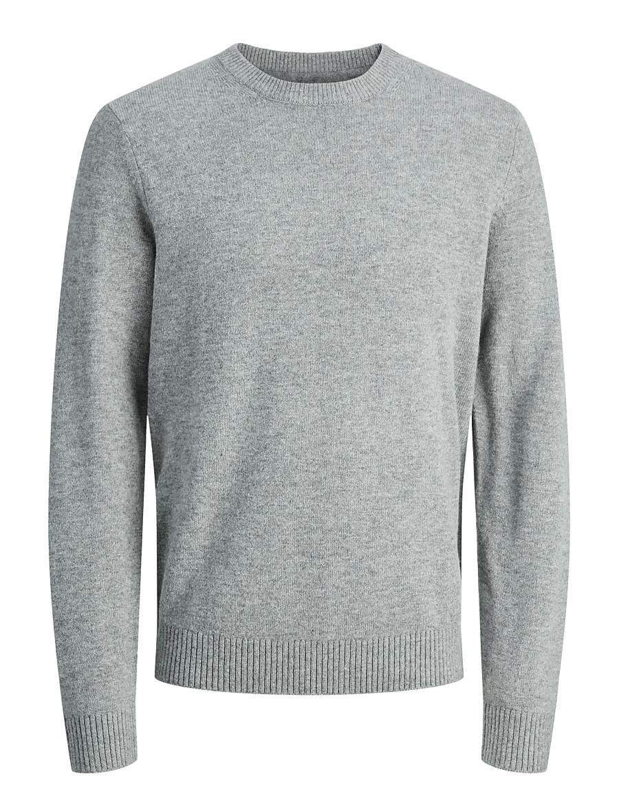 Jack & Jones - JPRBLULAMBSWOOL KNIT CREW NECK - pyöreäaukkoiset - medium grey melange - 1