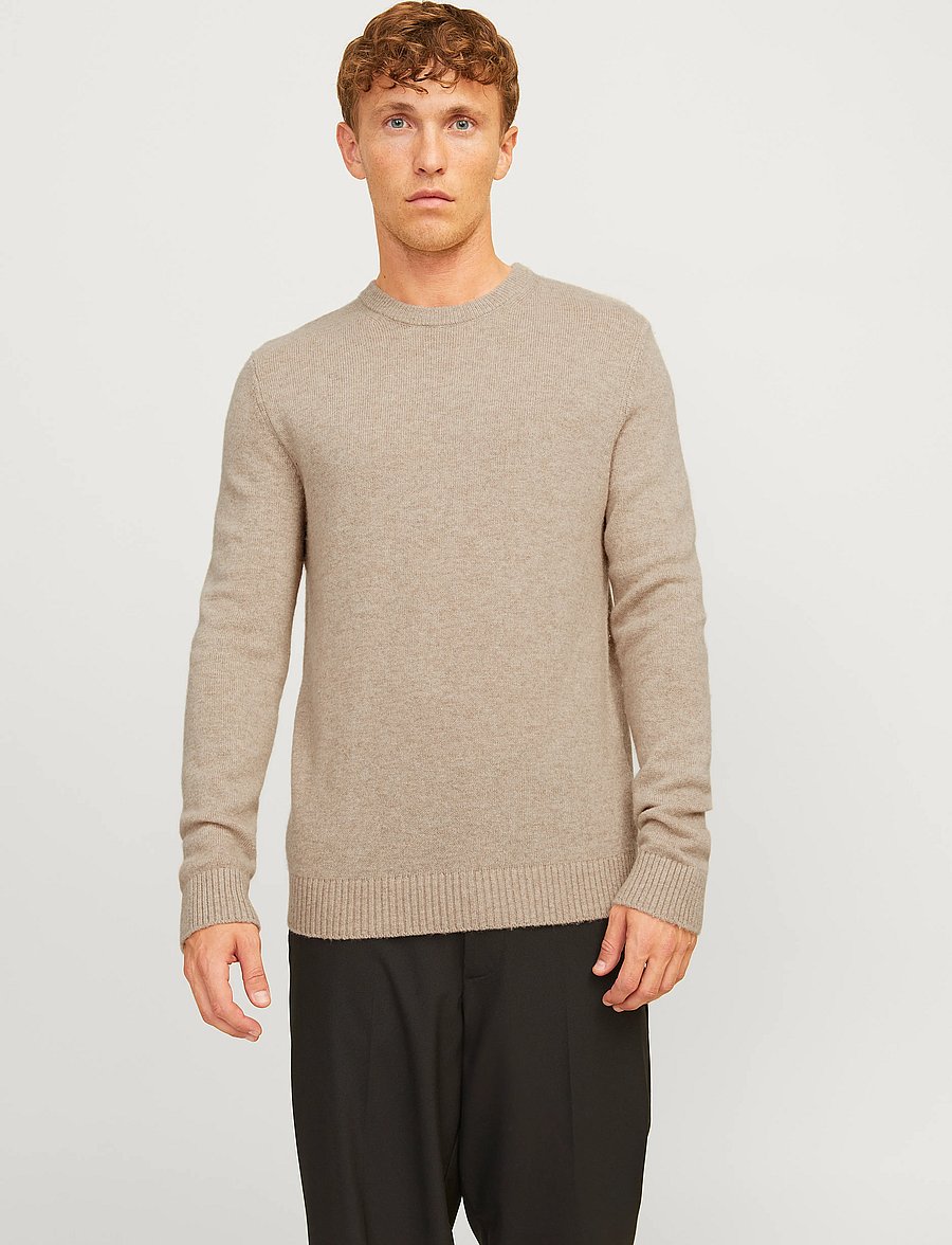 Jack & Jones - JPRBLULAMBSWOOL KNIT CREW NECK - Ümmarguse kaelusega kudumid - oatmeal - 0