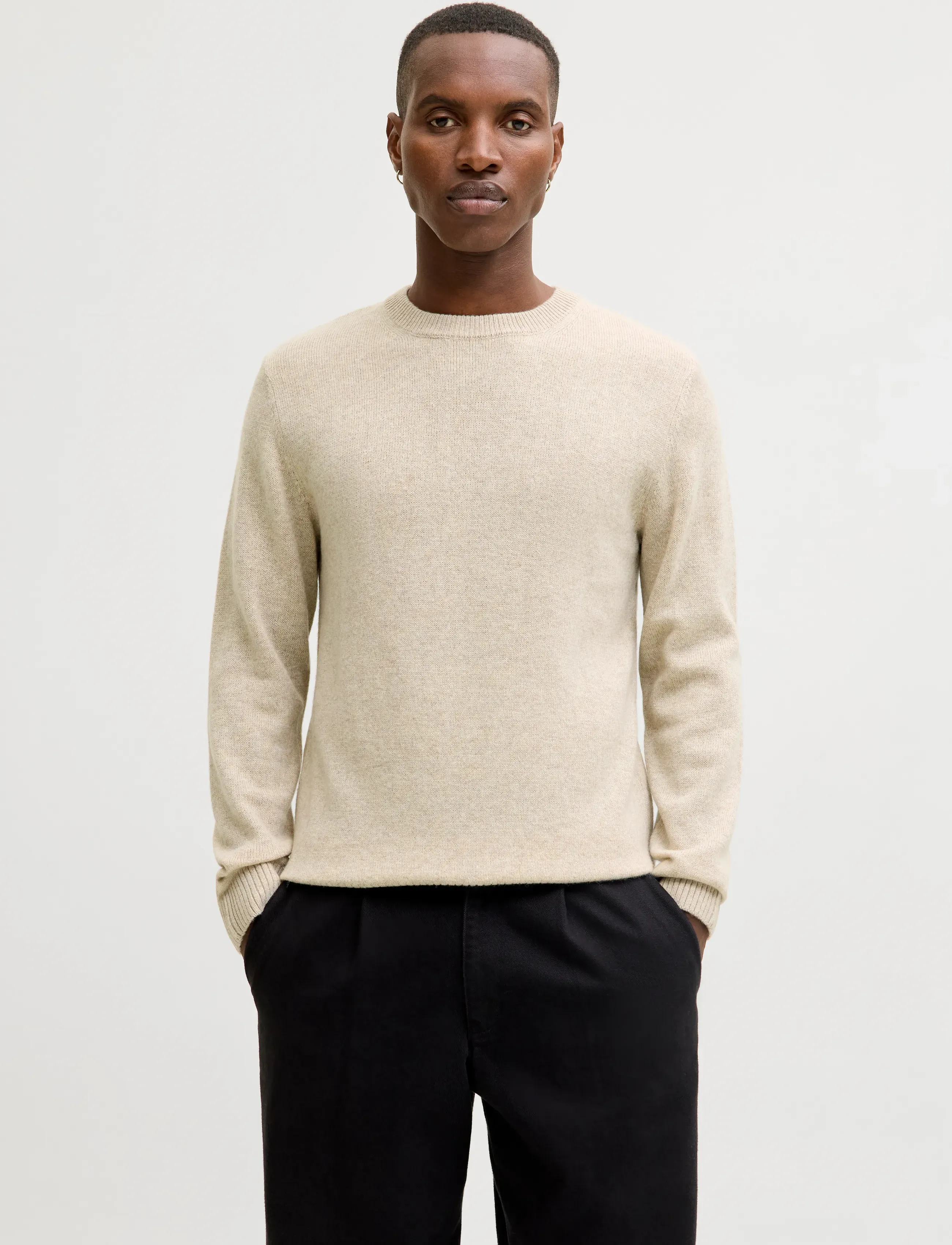 Jack & Jones Jprlambswool Knit Crew Neck Ln, XXL, Cream, Strik > Runde Halse, Herre