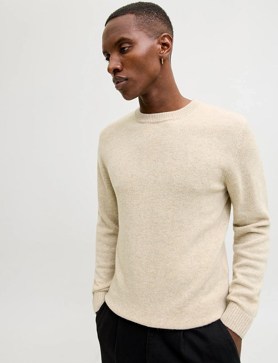 Jack & Jones - JPRBLULAMBSWOOL KNIT CREW NECK - Ümmarguse kaelusega kudumid - silver lining - 3