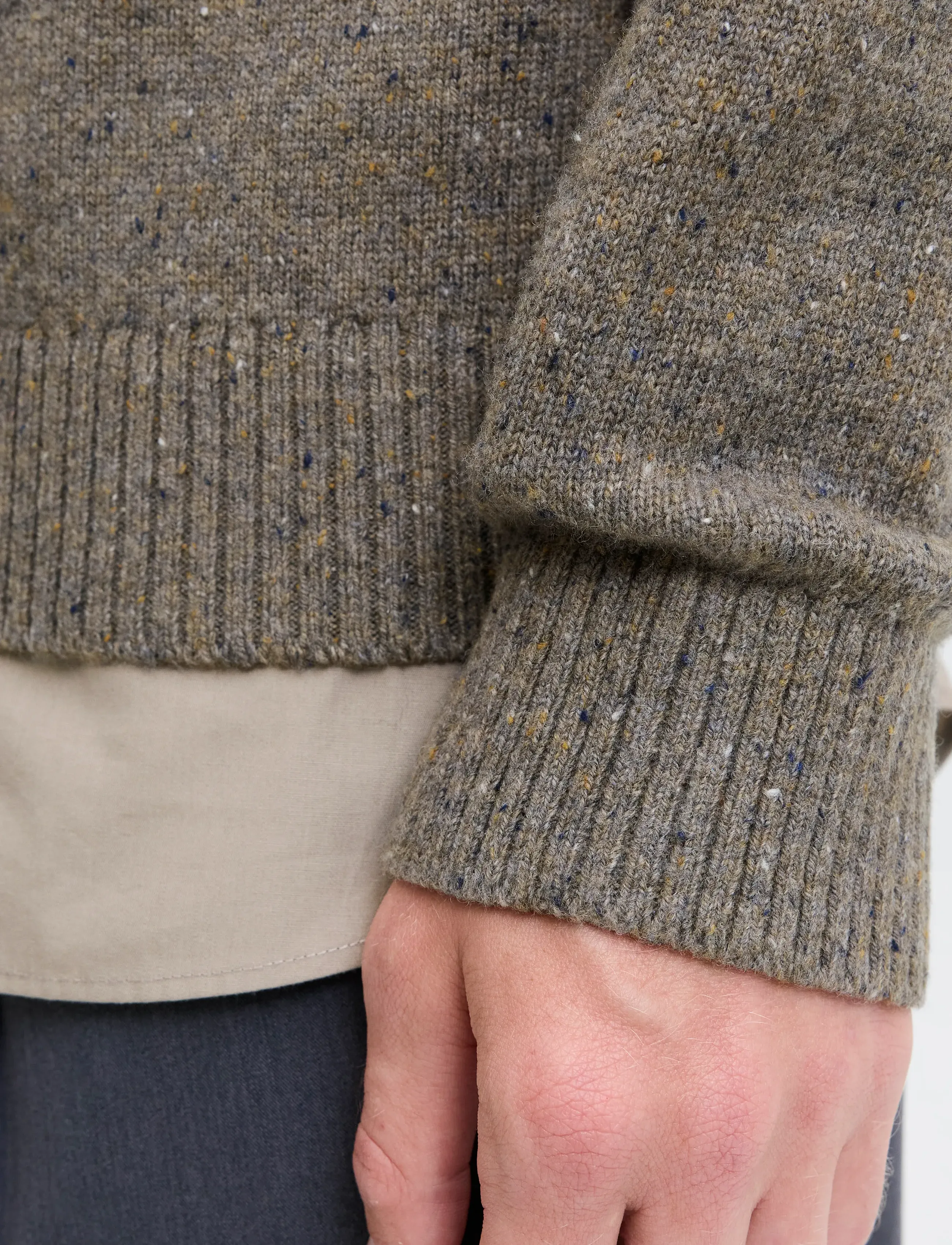 Jack & Jones - JPRBLULAMBSWOOL KNIT CREW NECK - round necks - stone gray - 5