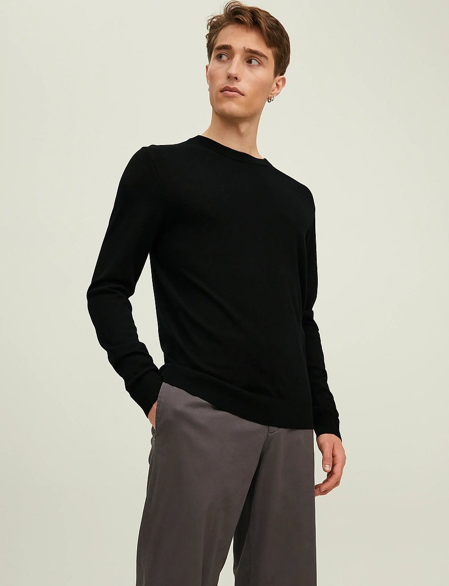 Jack & Jones - JJMERINO KNIT CREW NECK NOOS - rundhals - black - 0