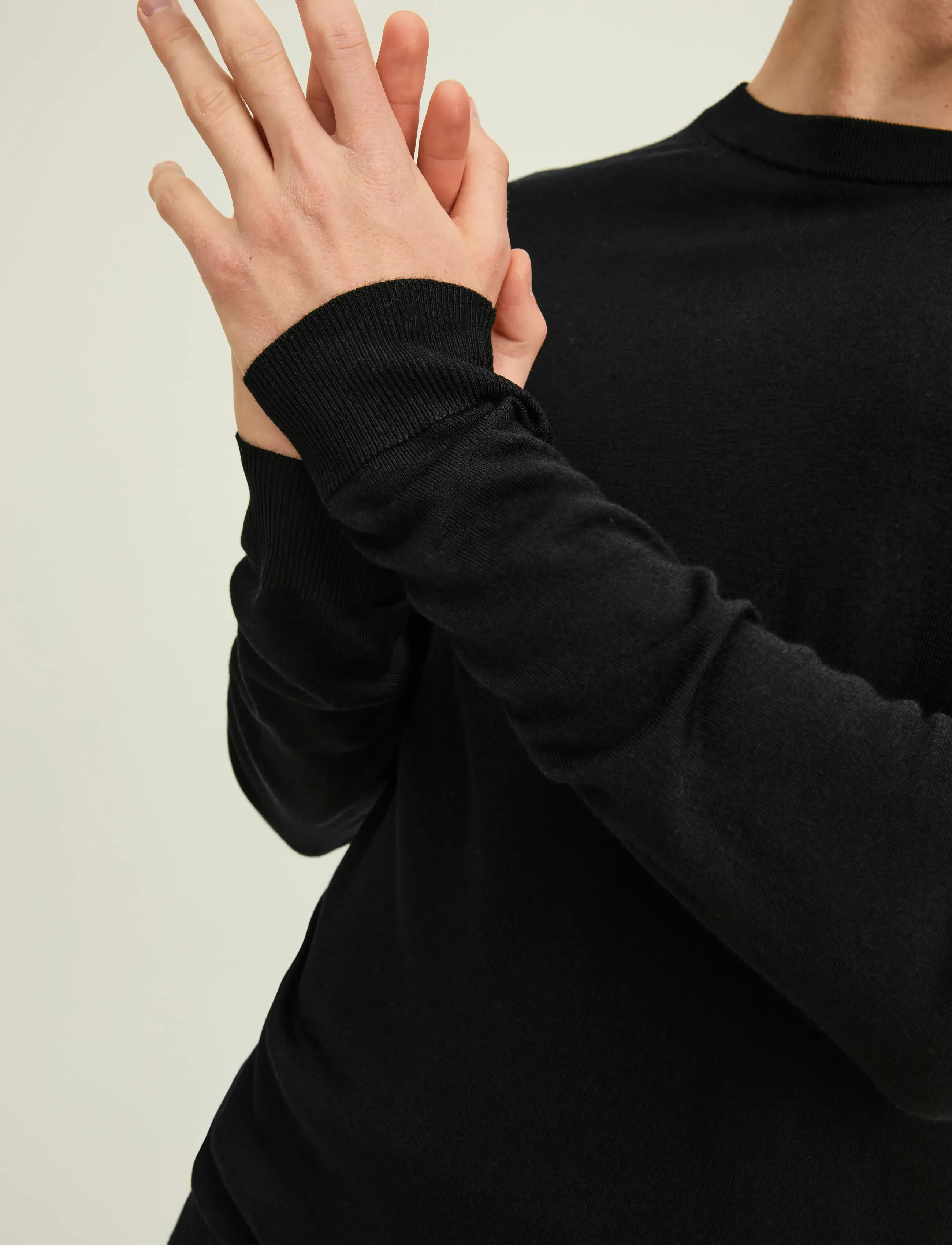 Jack & Jones JJMERINO KNIT CREW NECK NOOS - Vatertag - BLACK / black