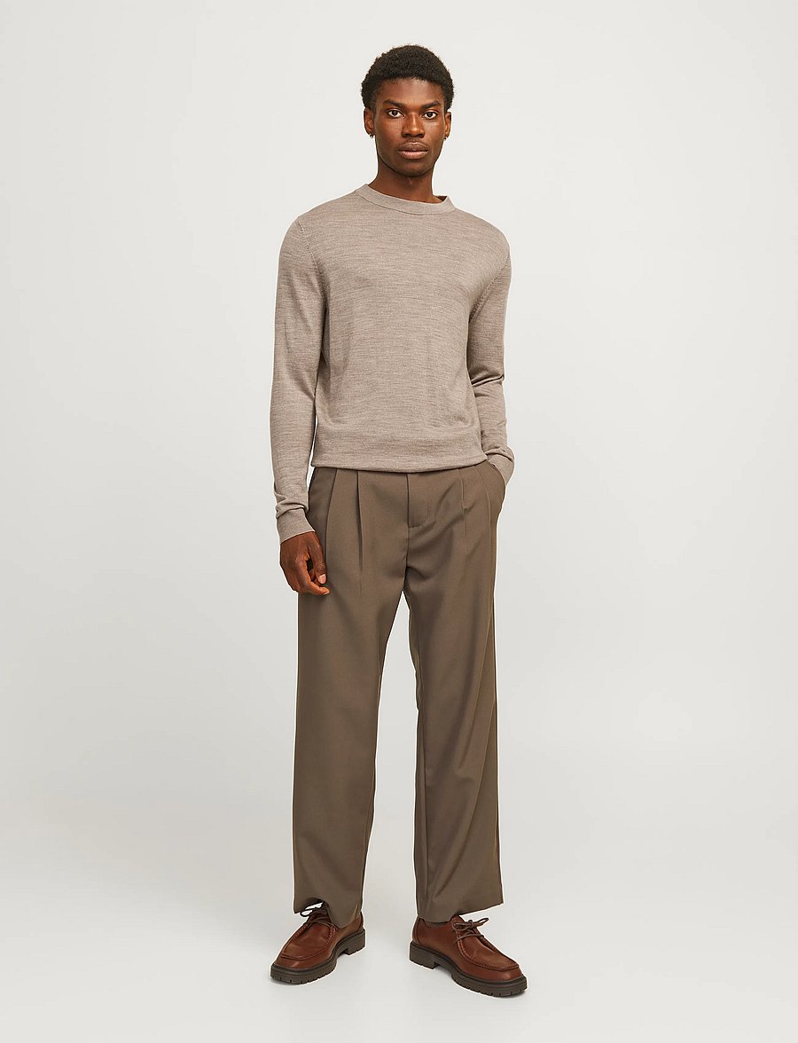 Jack & Jones - JJMERINO KNIT CREW NECK NOOS - rundhals - greige - 0