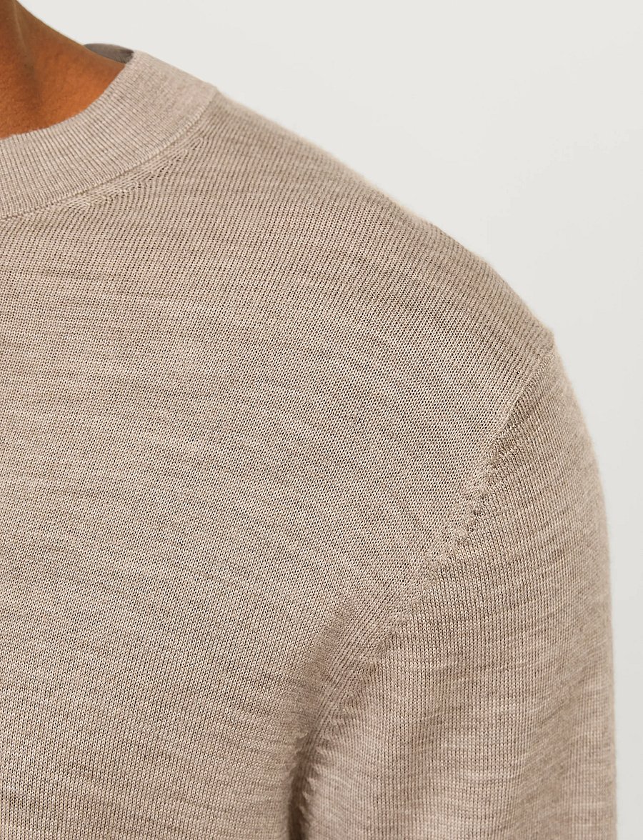Jack & Jones - JJMERINO KNIT CREW NECK NOOS - rundhals - greige - 4